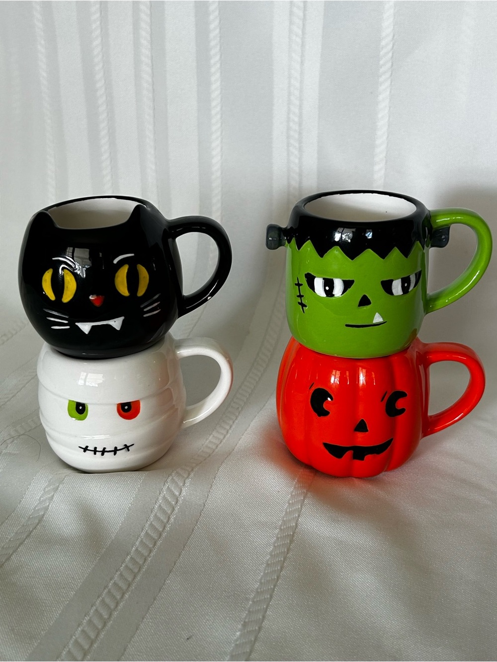 Set of 4 Lang Halloween Espresso Mugs Cups Caf Frankenstein Pumpkin Mummy Decor